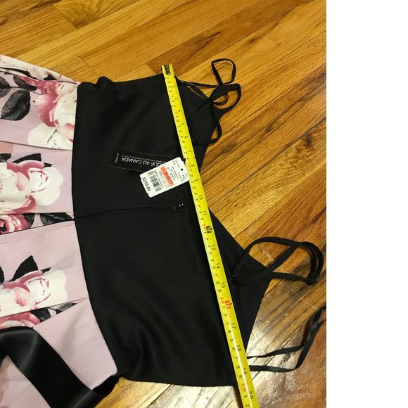 NWT LE CHÂTEAU PLUS SIZE Floral Fit Flare High Low Asymmetrical Pink Black Dress - Picture 4 of 4